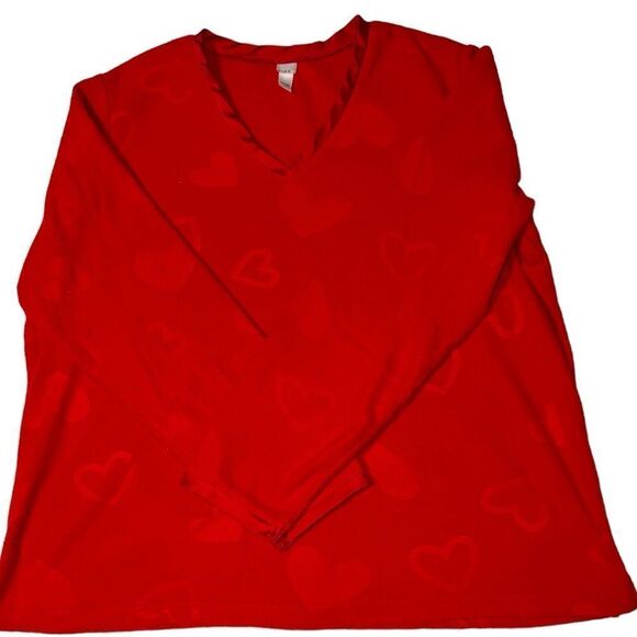 Pink k 2 piece set red cozy pjs with cute heart design. - Picture 4 of 8